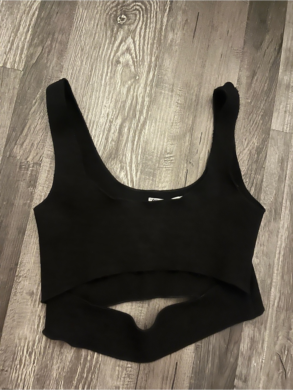 Zara Black Cropped Tank Top - Scoop Neck